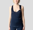 Elisabetta Franchi - BLUSA AZUL CON PIN DORADO