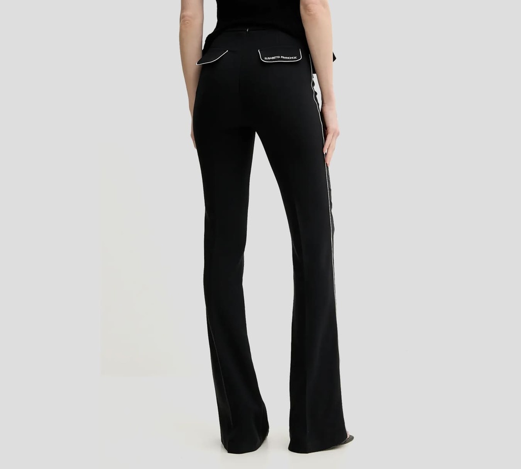 Elisabetta Franchi - PANTALON NEGRO CON BORDES BLANCOS 