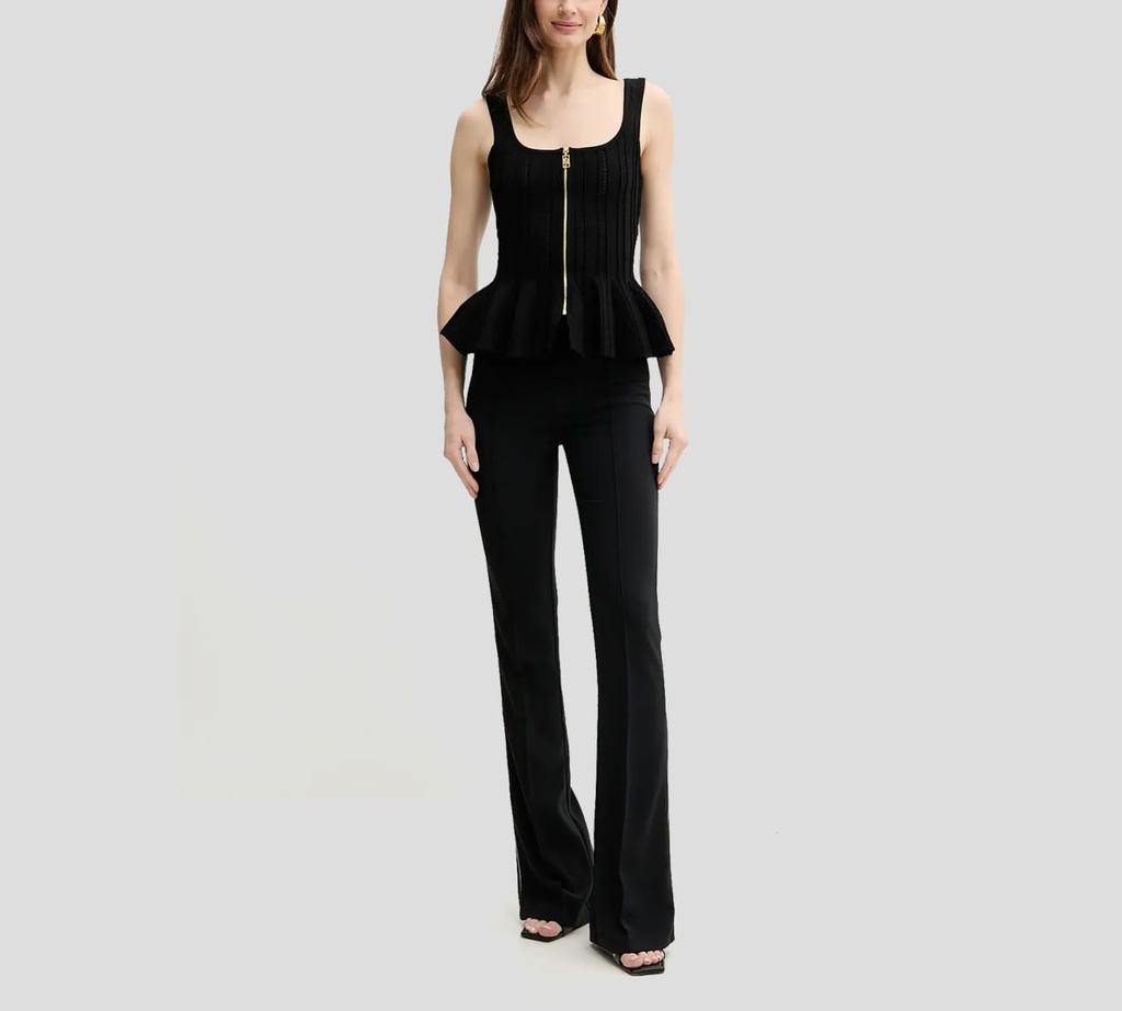 Elisabetta Franchi - PANTALON NEGRO CON BORDES BLANCOS 