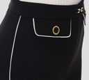 Elisabetta Franchi - PANTALON NEGRO CON BORDES BLANCOS Y BOLSILLOS FRONTALES