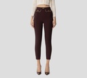 Elisabetta Franchi - PANTALON MARRON CON BORDES BLANCOS Y BOLSILLOS FRONTALES