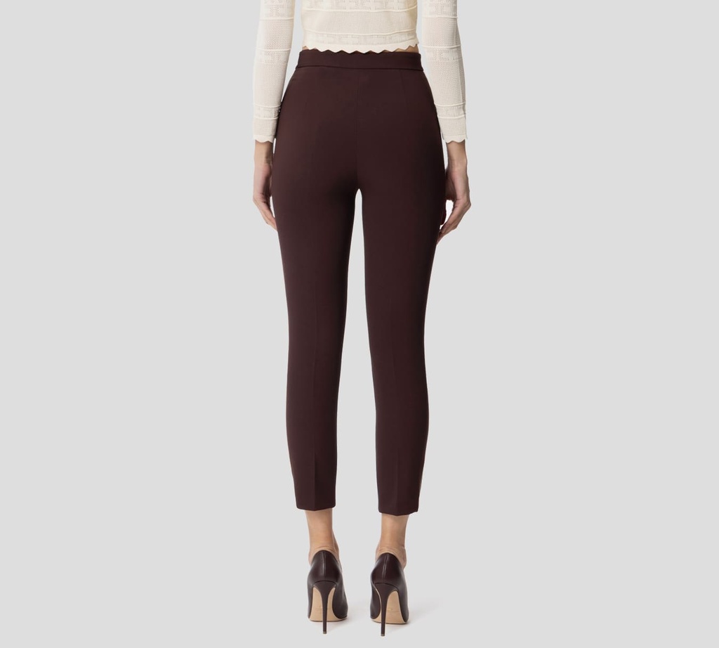Elisabetta Franchi - PANTALON MARRON CON BORDES BLANCOS Y BOLSILLOS FRONTALES