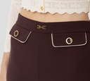 Elisabetta Franchi - PANTALON MARRON CON BORDES BLANCOS Y BOLSILLOS FRONTALES