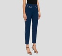 Elisabetta Franchi - PANTALON AZUL CON BORDES BLANCOS Y BOLSILLOS FRONTALES