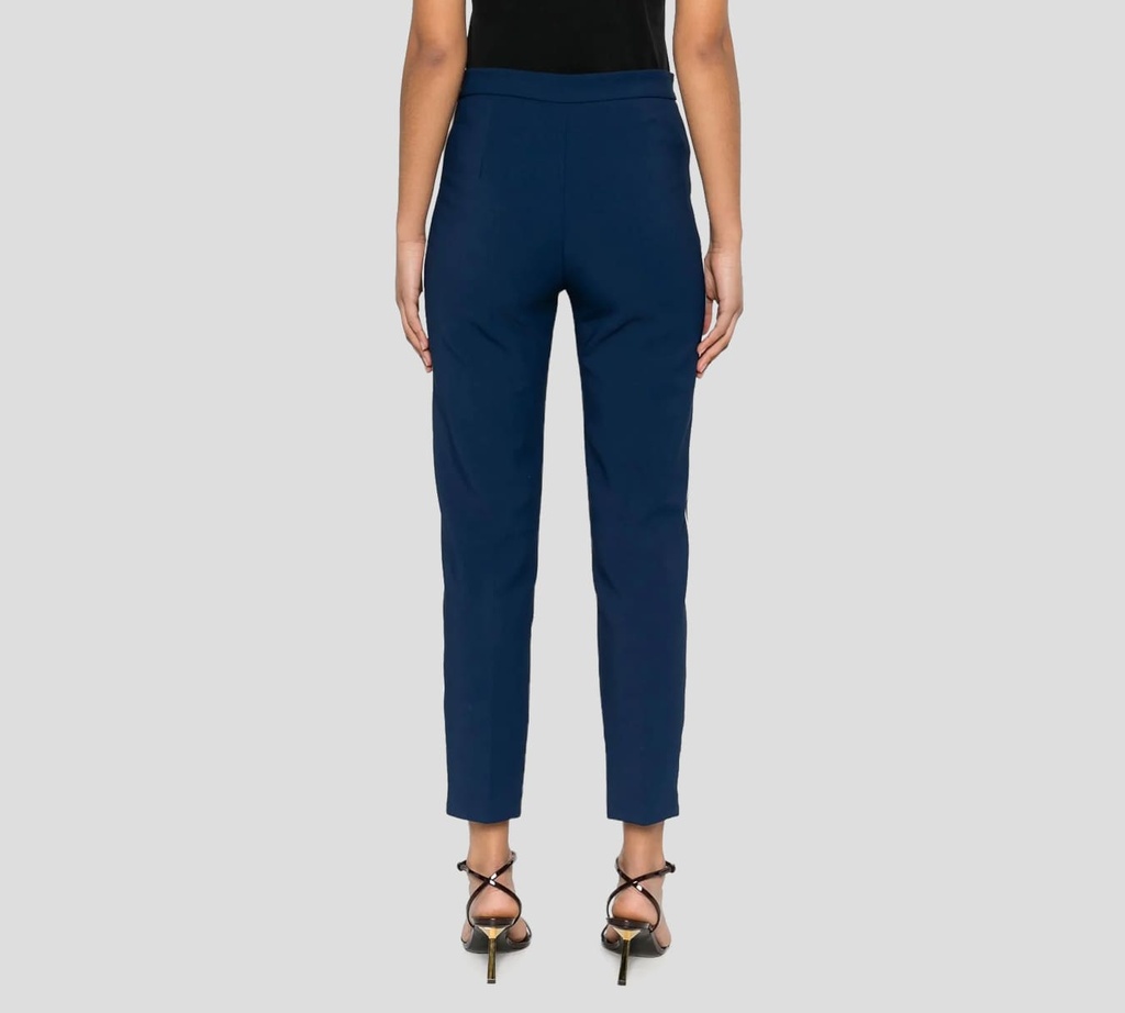 Elisabetta Franchi - PANTALON AZUL CON BORDES BLANCOS Y BOLSILLOS FRONTALES