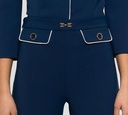 Elisabetta Franchi - PANTALON AZUL CON BORDES BLANCOS Y BOLSILLOS FRONTALES