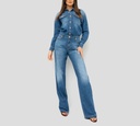 Elisabetta Franchi - ENTERIZO MANGA LARGA DE JEAN CON BOTONES DORADOS