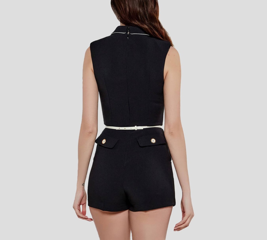 Elisabetta Franchi - RUMPER SIN MANGAS CON BORDES BLANCOS