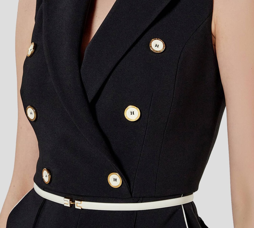 Elisabetta Franchi - RUMPER SIN MANGAS CON BORDES BLANCOS