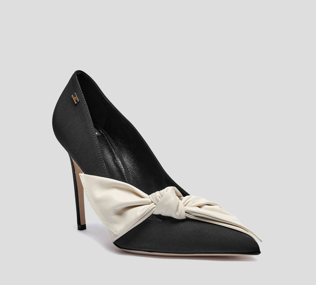 Elisabetta Franchi - TACON NEGRO CON LAZO BEIGE