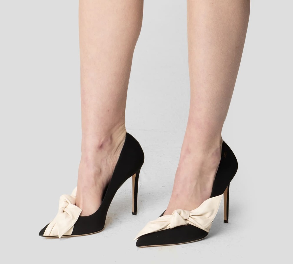 Elisabetta Franchi - TACON NEGRO CON LAZO BEIGE