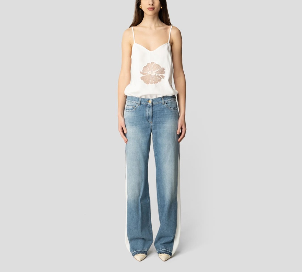 Elisabetta Franchi - ENTERIZO DE BLUSA Y JEAN CON FRANJAS LATERALES