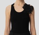 Elisabetta Franchi - BLUSA NEGRA CON FLOR EN EL CUELLO
