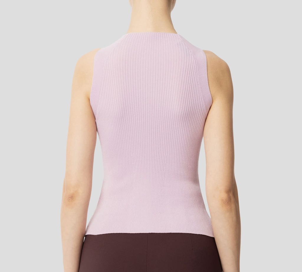 Elisabetta Franchi - BLUSA ROSADA SIN MANGAS Y BROCHE DORADO