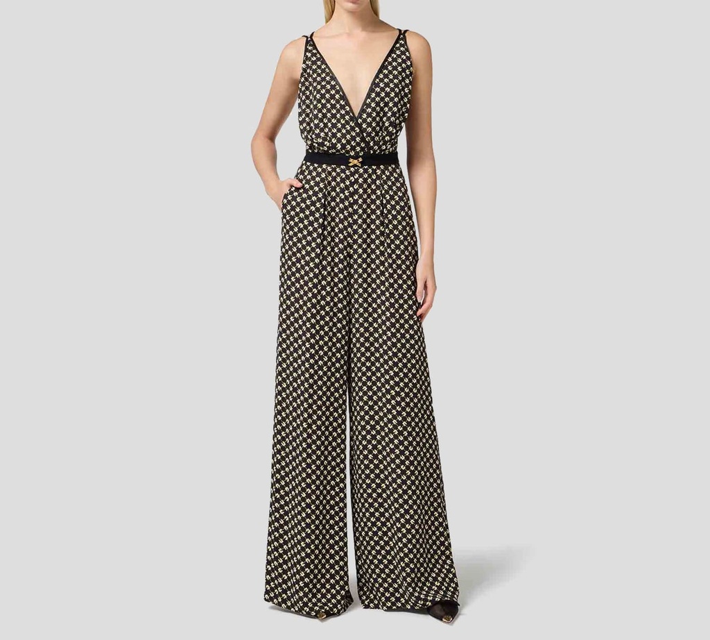 Elisabetta Franchi - VESTIDO NEGRO CON PATRON DE LOGO