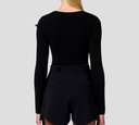 Elisabetta Franchi - BLUSA NEGRA MANGA LARGA CON FLOR EN EL CUELLO