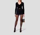Elisabetta Franchi - BLUSA NEGRA MANGA LARGA CON FLOR EN EL CUELLO