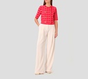 Elisabetta Franchi - BLUSA ROJA CON PATRON DE LOGO BLANCO DESABROCHABLE