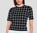 Elisabetta Franchi - BLUSA NEGRA CON PATRON DE LOGO BLANCO
