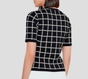 Elisabetta Franchi - BLUSA NEGRA CON PATRON DE LOGO BLANCO