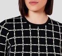 Elisabetta Franchi - BLUSA NEGRA CON PATRON DE LOGO BLANCO