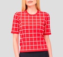 Elisabetta Franchi - BLUSA JACQUARD MANGA CORTA CON PATRÓN DE LOGO