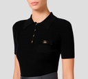 Elisabetta Franchi - BLUSA NEGRA CON CUELLO Y TELA ACANALADA