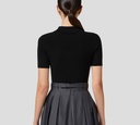 Elisabetta Franchi - BLUSA NEGRA CON CUELLO Y TELA ACANALADA