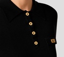 Elisabetta Franchi - BLUSA NEGRA CON CUELLO Y TELA ACANALADA