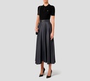 Elisabetta Franchi - BLUSA NEGRA CON CUELLO Y TELA ACANALADA