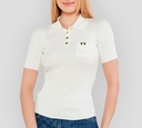 Elisabetta Franchi - BLUSA BLANCA CON CUELLO Y TELA ACANALADA