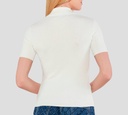 Elisabetta Franchi - BLUSA BLANCA CON CUELLO Y TELA ACANALADA