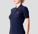 Elisabetta Franchi - BLUSA AZUL CON CUELLO Y TELA ACANALADA
