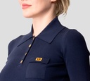 Elisabetta Franchi - BLUSA AZUL CON CUELLO Y TELA ACANALADA