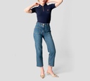 Elisabetta Franchi - BLUSA AZUL CON CUELLO Y TELA ACANALADA