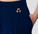 Elisabetta Franchi - PANTALÓN EN CREPÉ FLUIDO CORTE RECTO CON PINZA
