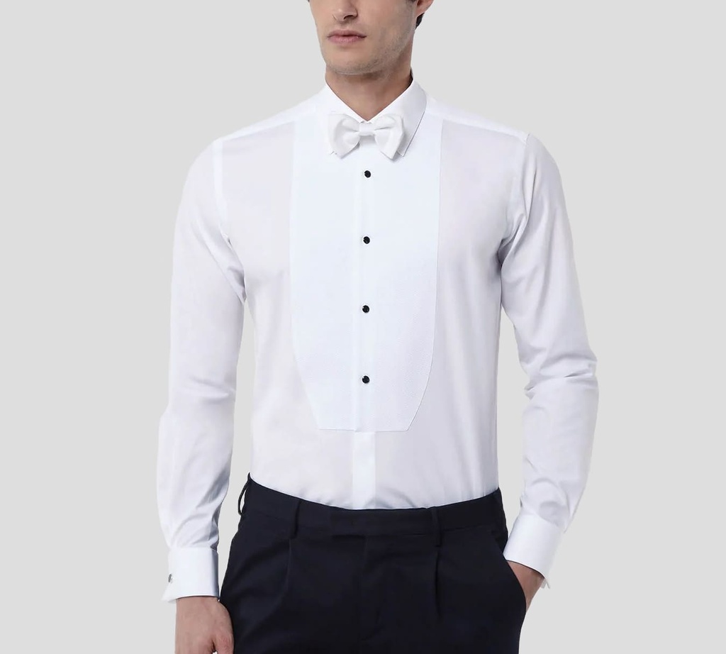 Xacus - CAMISA BLANCA CON TEXTURA Y BOTONES NEGROS