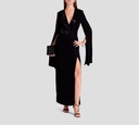 Elie Saab - VESTIDO MIDI NEGRO EN CREPE CON DETALLES BRILLANTES