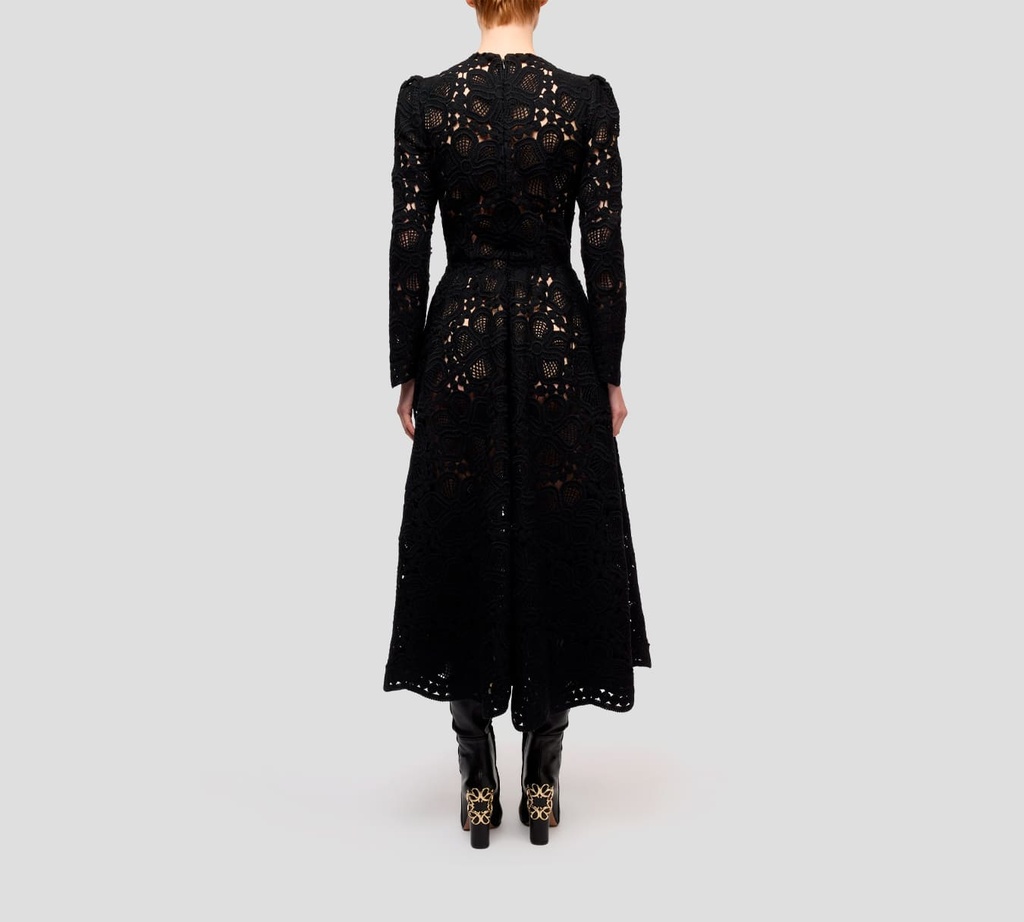 Elie Saab - VESTIDO MIDI MACRAME, NEGRO