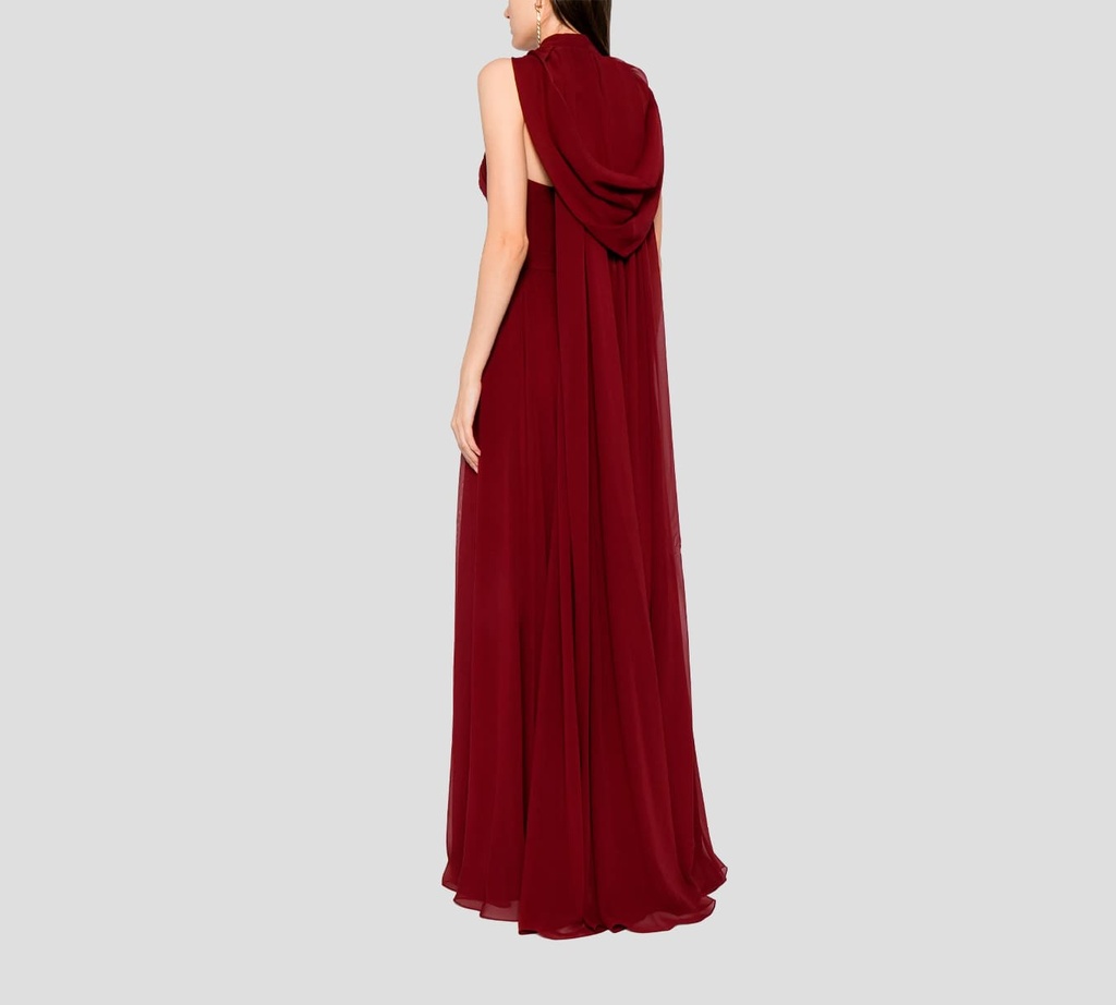 Elie Saab - VESTIDO LARGO DE SEDA, RUBY INTENSO