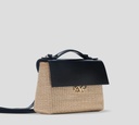 Elie Saab - CARTERA ESTILO SOBRE DE YUTE Y CUERO, NEGRA