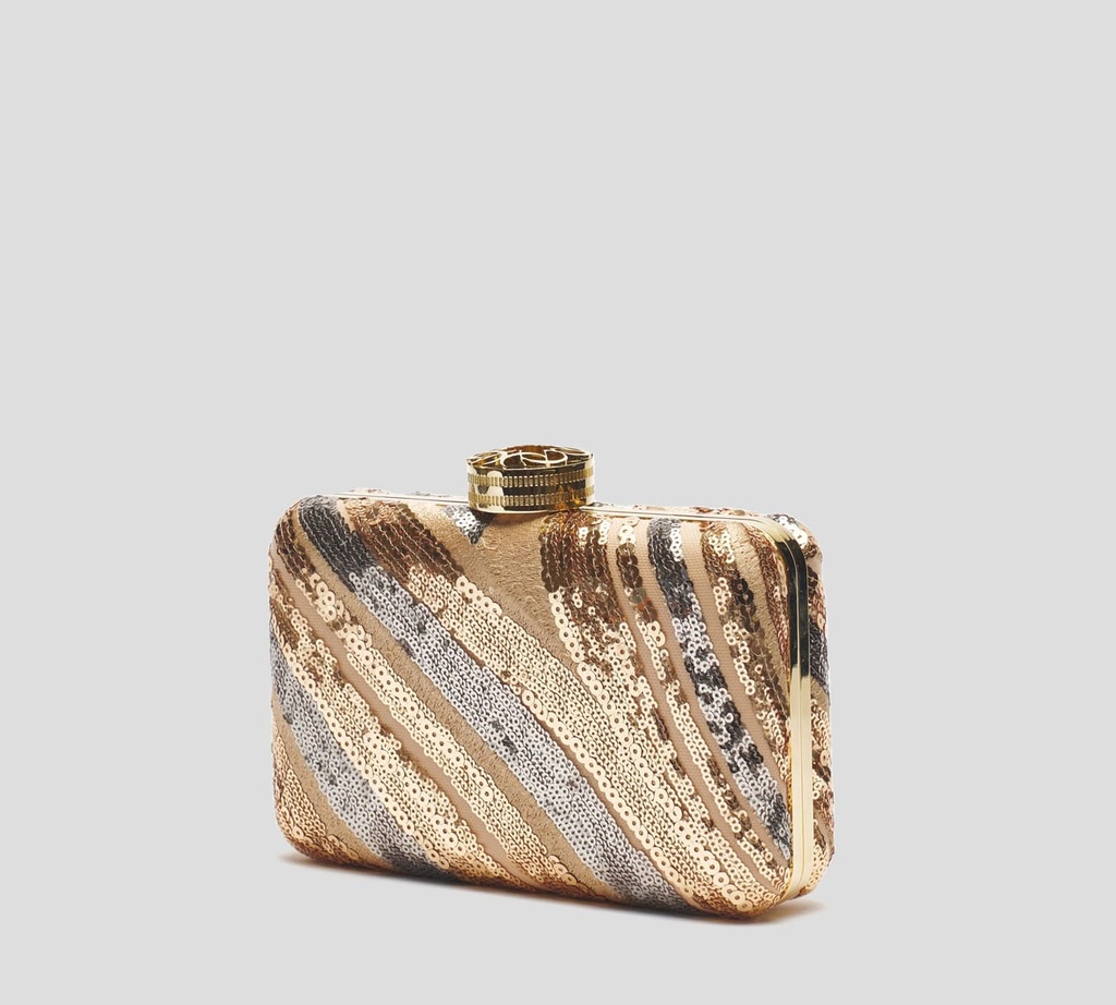 Elie Saab - CARTERA ESTILO SOBRE DORADA, DE TUL Y LENTEJUELAS