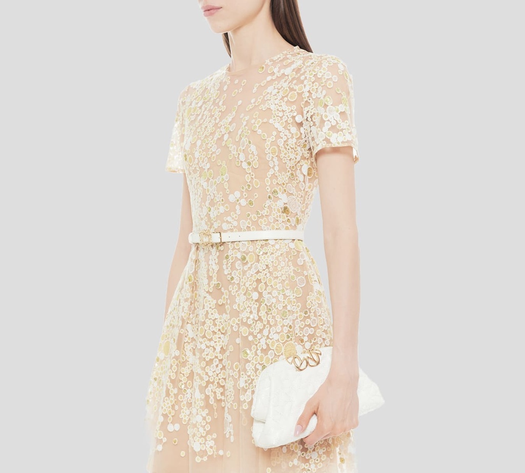 Elie Saab - CARTERA ESTILO SOBRE DE CUERO, BLANCO