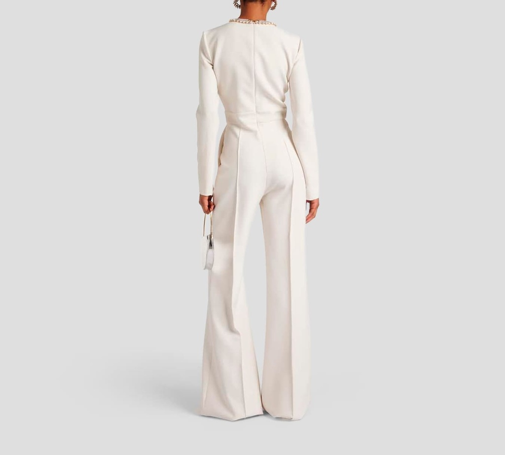 Elie Saab - ENTERIZO, CADY BLANCO CON BRILLANTES PLATEADOS