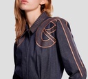 Elie Saab - ENTERIZO DE JEANS CON DETALLES EN BRONCE