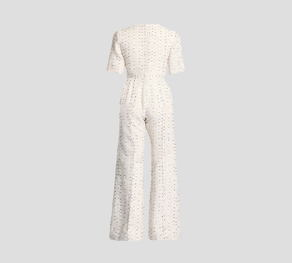 Elie Saab - VESTIDO OFF WHITE CON NEGRO Y BOLSILLOS