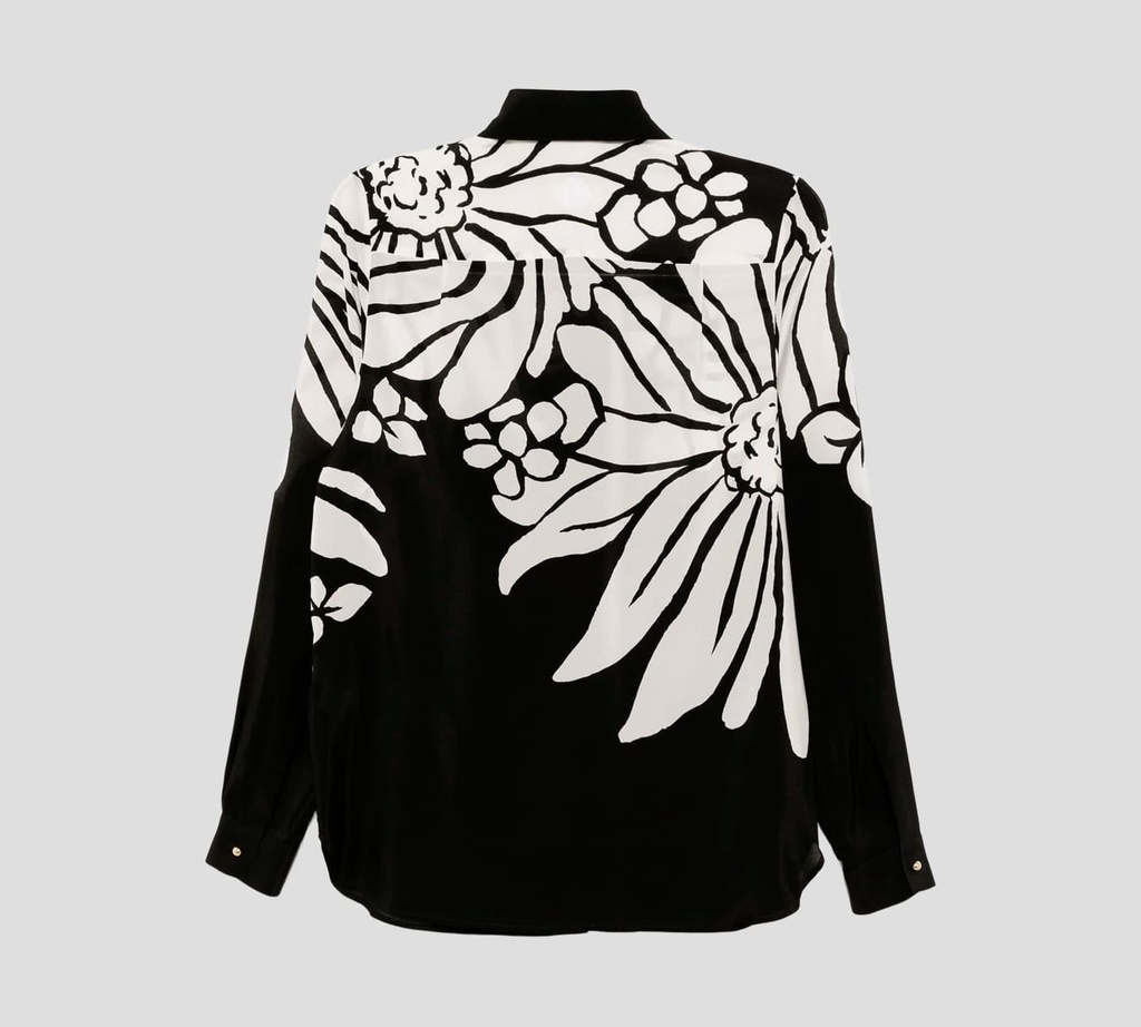 Elie Saab - BLUSA NEGRA CON FLORES BLANCAS