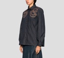 Elie Saab - BLUSA DE JEANS CON DETALLES EN BRONCE