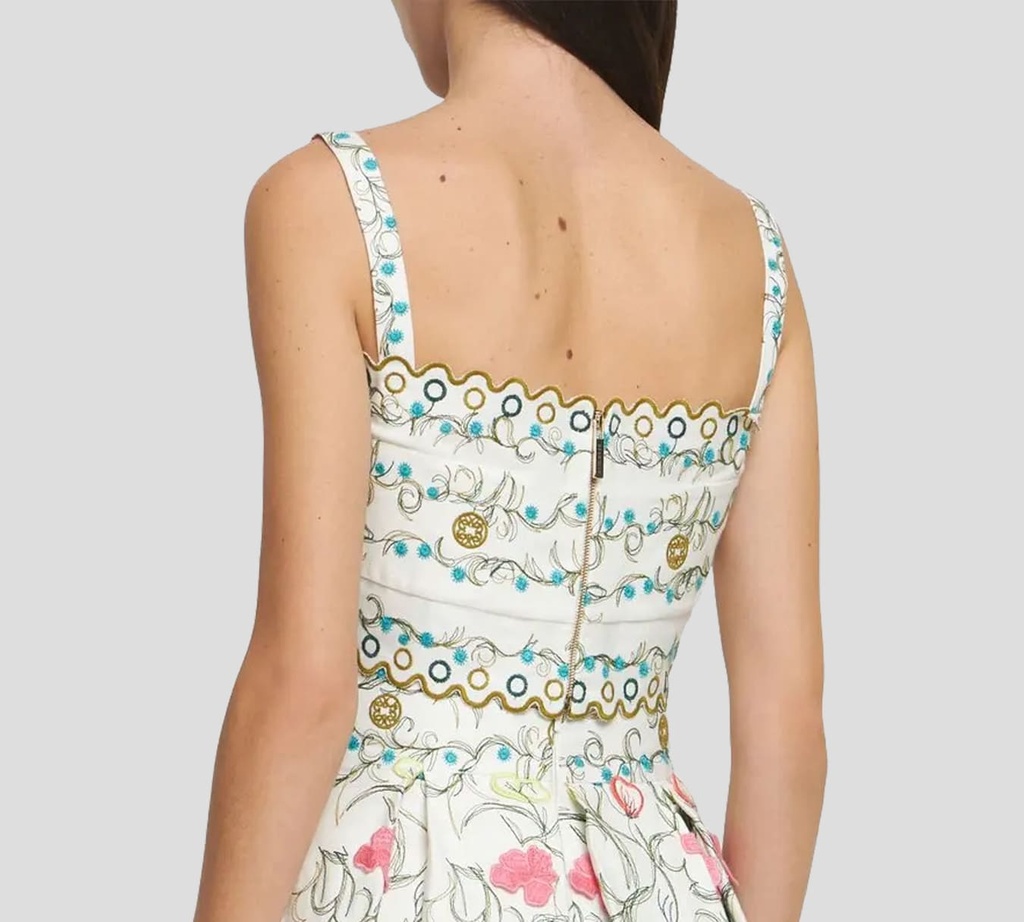 Elie Saab - CROP TOP DE ALGODÓN BORDADO, MULTICOLOR
