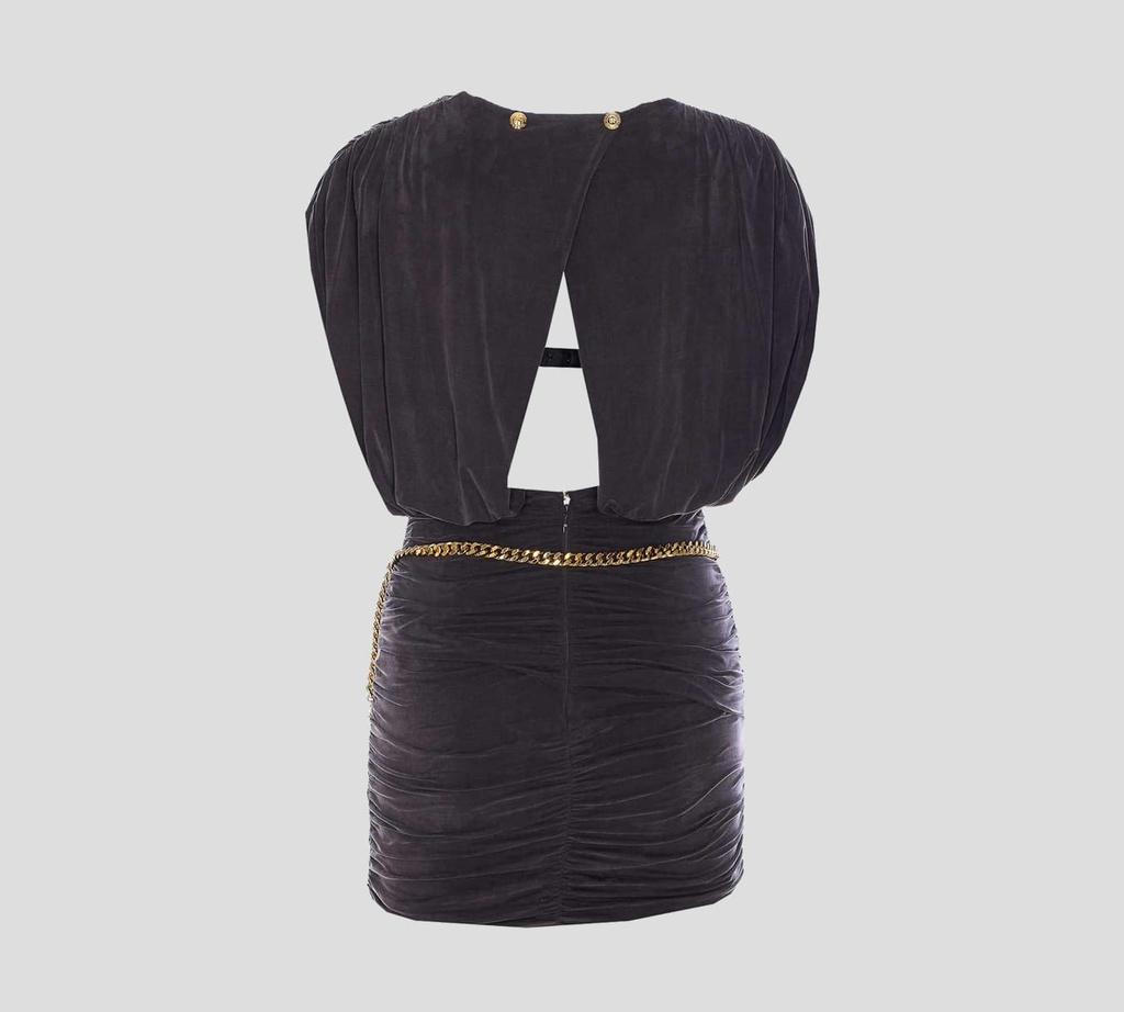 Elisabetta Franchi - VESTIDO GRIS CON CADENA DORADA Y SOSTEN DE ENCAJE